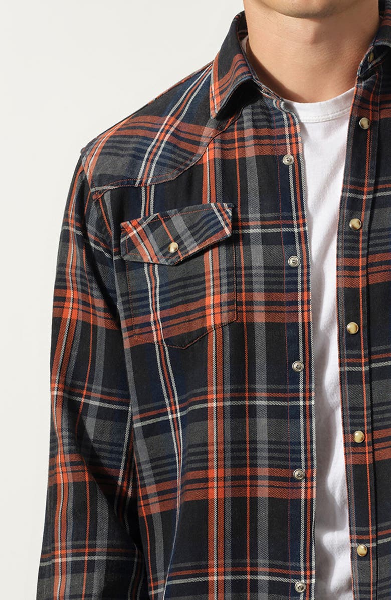 STUDIO GARNET LOS ANGELES Plaid Denim Shirt, Alternate, color, Rust