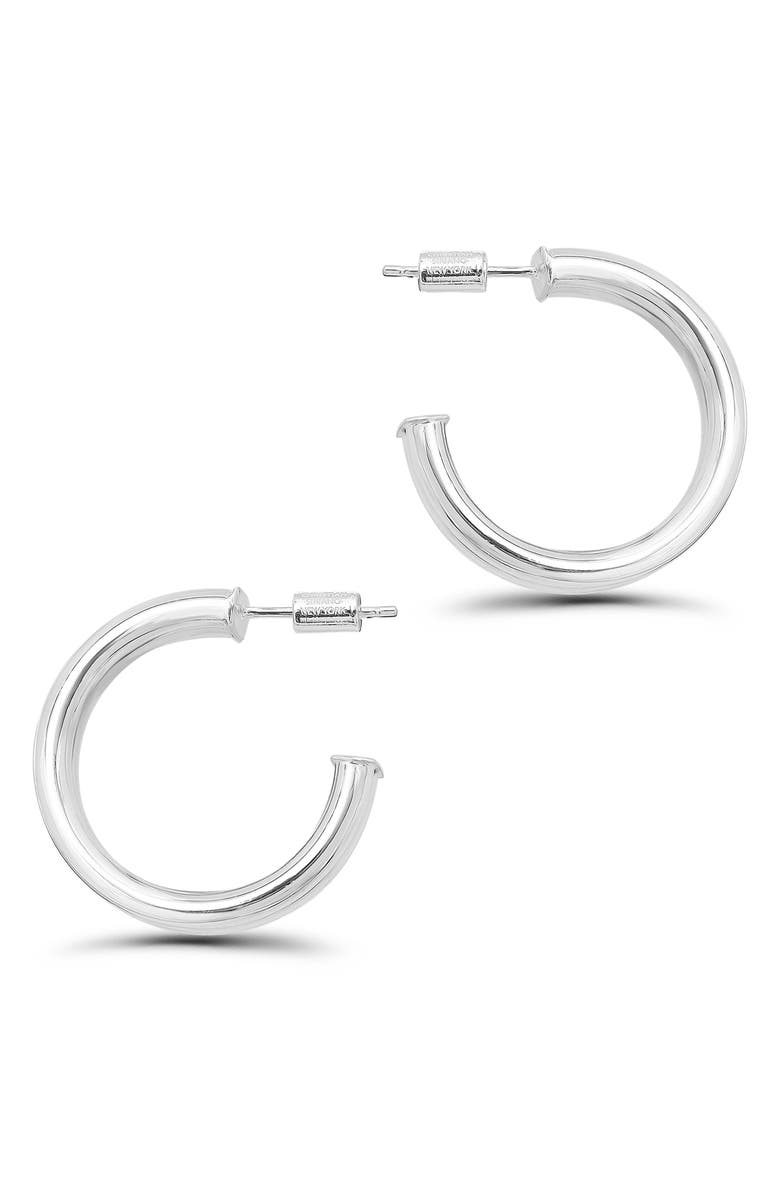 Christian Siriano New York Double Tubing 20mm Hoop Earrings, Alternate, color, Silver