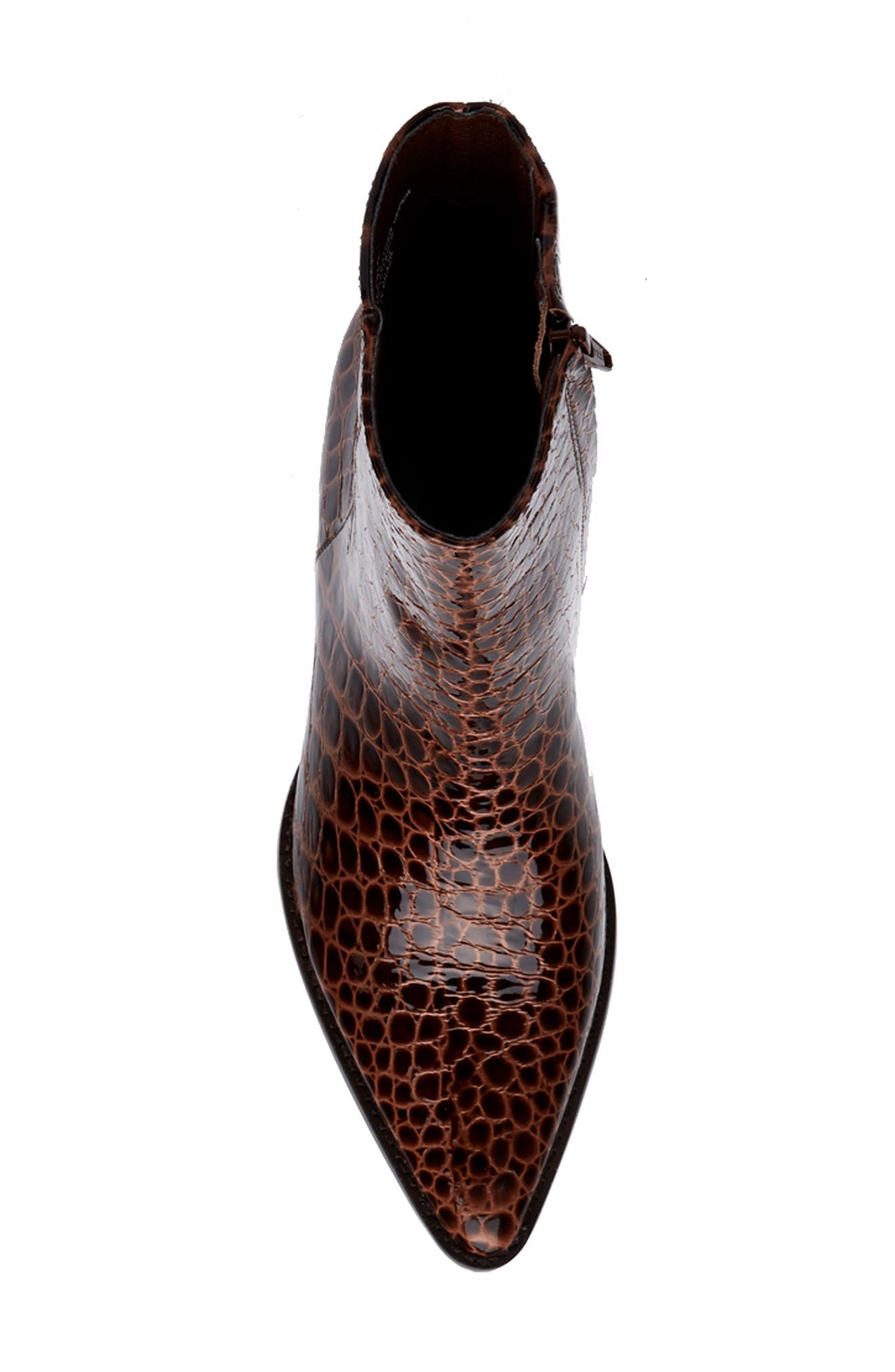 Caty Western Pointed Toe Bootie, Alternate, color, CHOCO CROC LEATHER