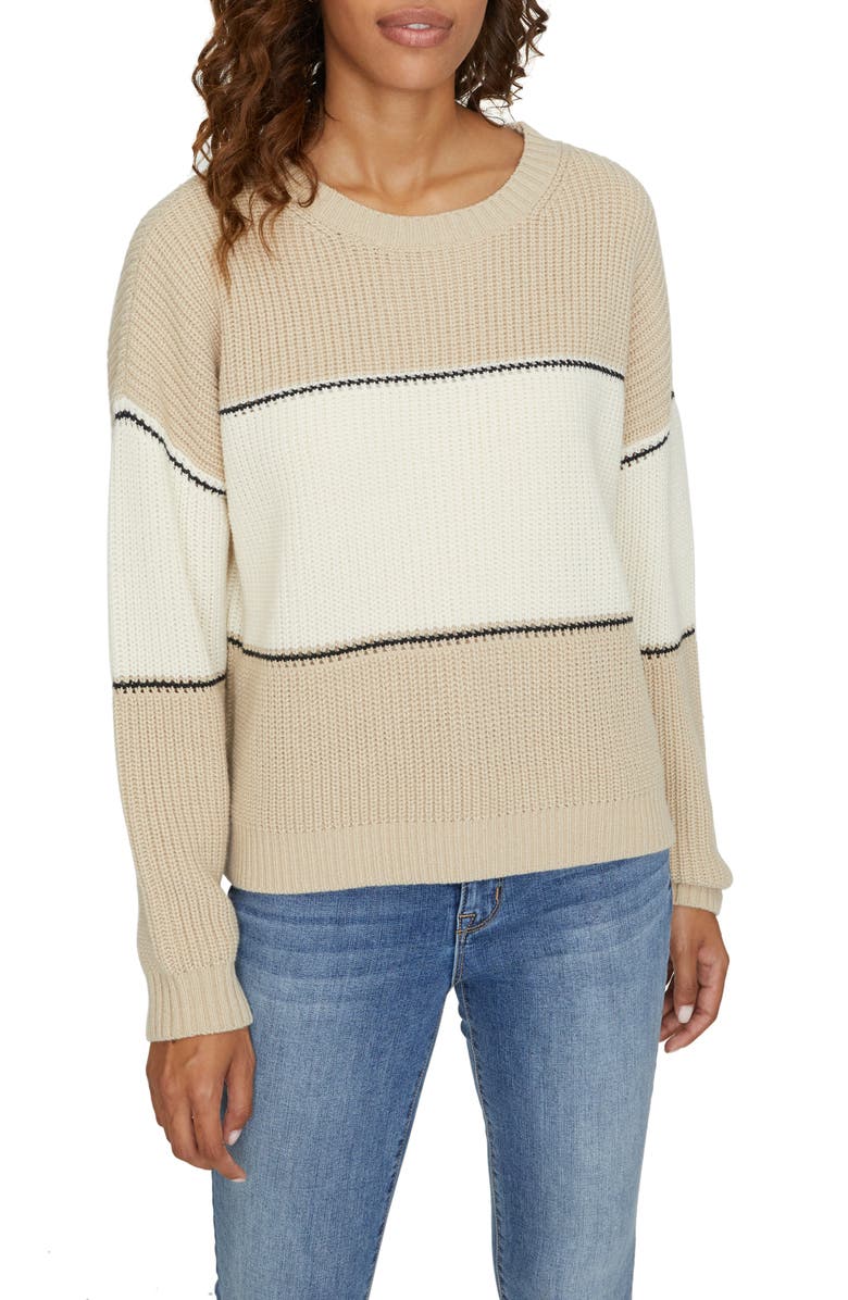 Sanctuary Billie Colorblock Shaker Stitch Sweater, Main, color, 