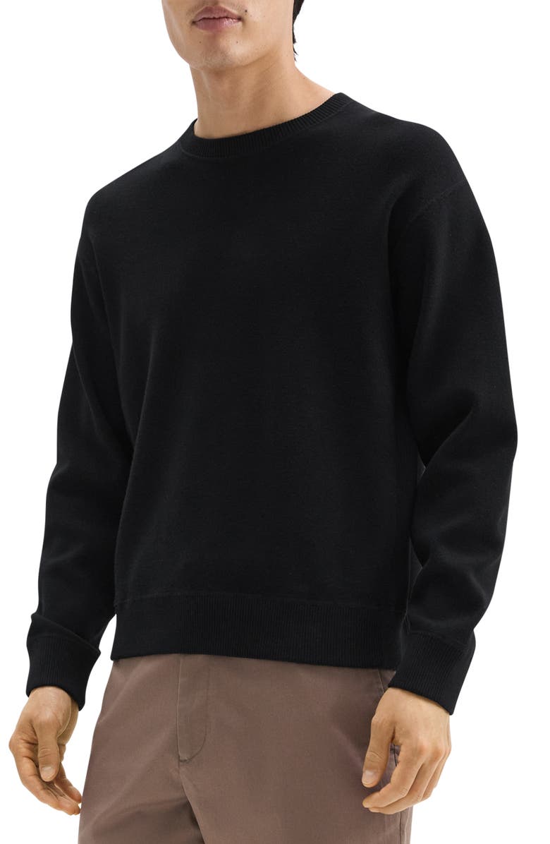 Theory Relaxed Fit Crewneck Sweater, Alternate, color, Black