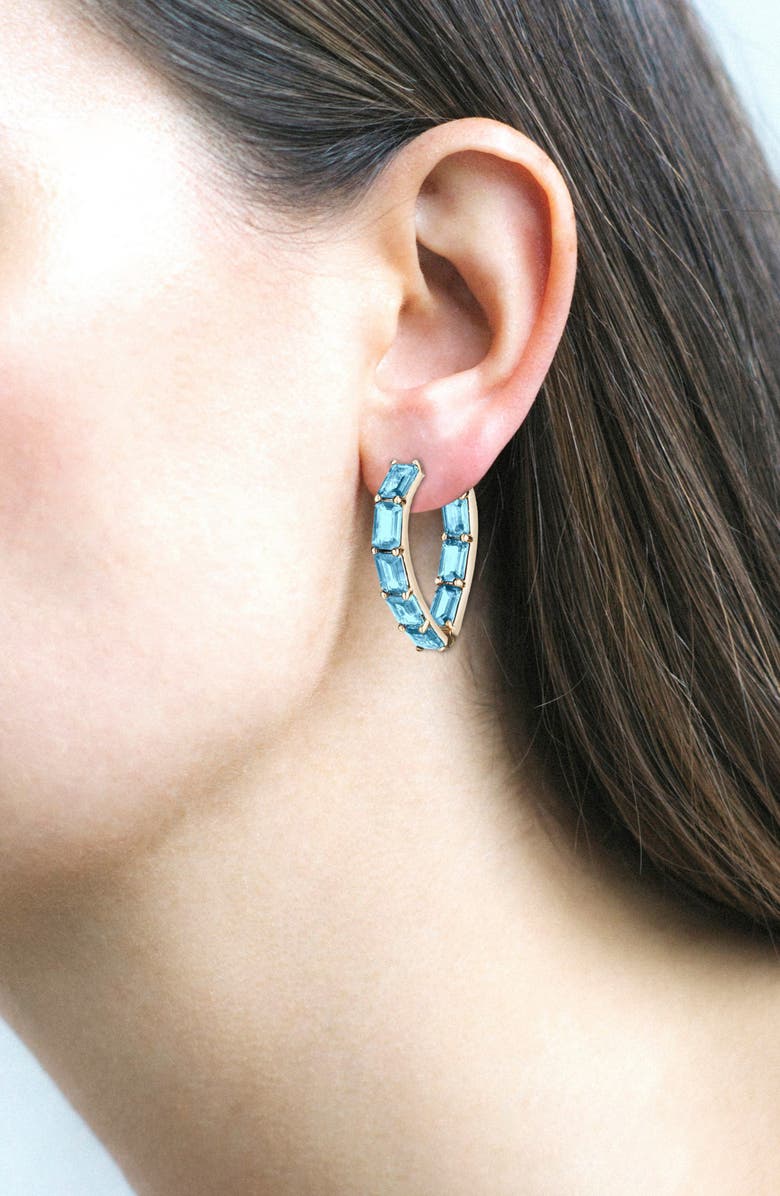 GOSHWARA Gossip Stone Heart Hoop Earrings, Alternate, color, Pale Blue