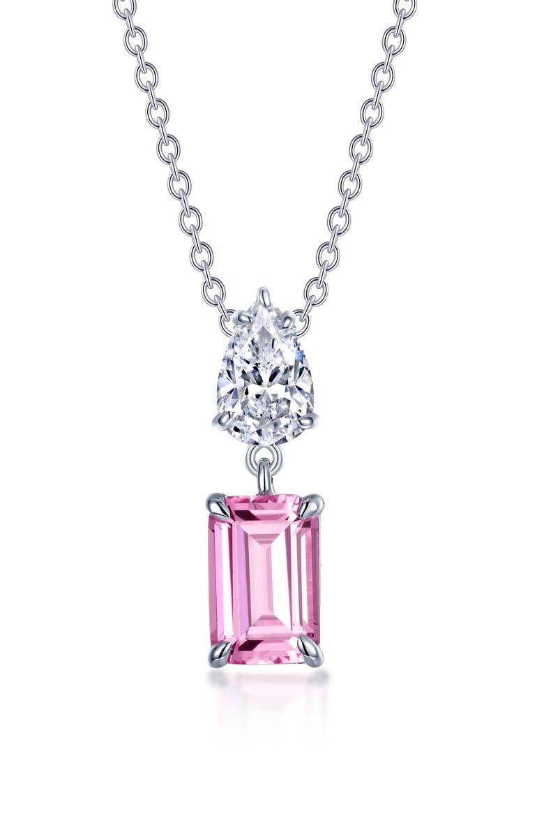 Lafonn Fancy Lab Grown Sapphire Pendant Necklace, Main, color, Pink