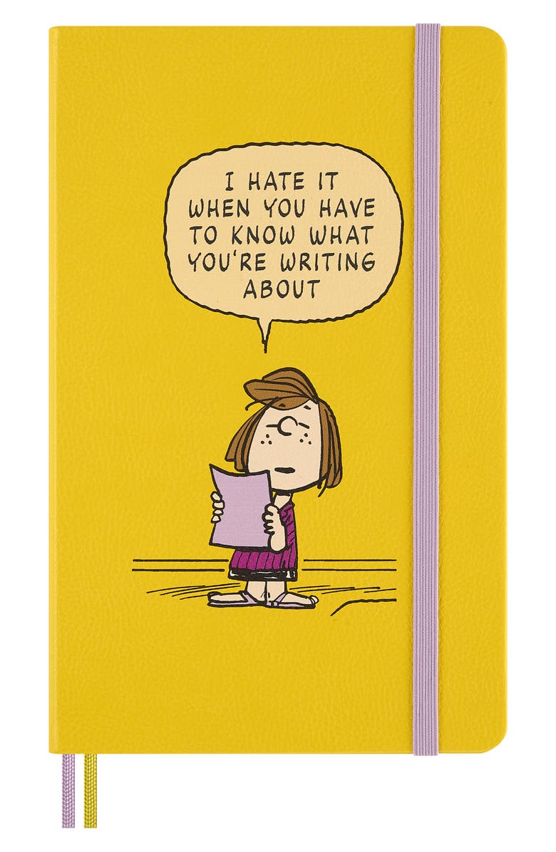 Moleskine Peanuts Peppermint Patty Large Ruled Notebook, Main, color, Yellow