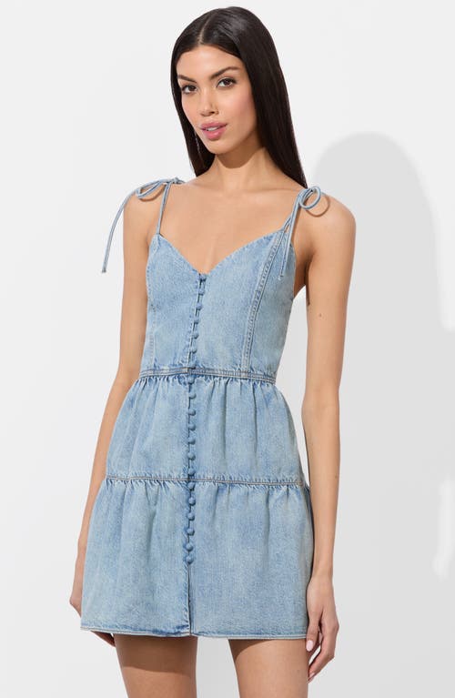 Alice And Olivia Shanti Button Front Tiered Mini Dress Amelia Blue In Blue