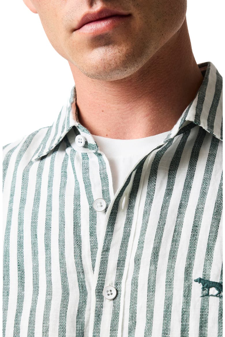 Seadown Original Fit Stripe Linen Button-Up Shirt, Alternate, color, FOREST