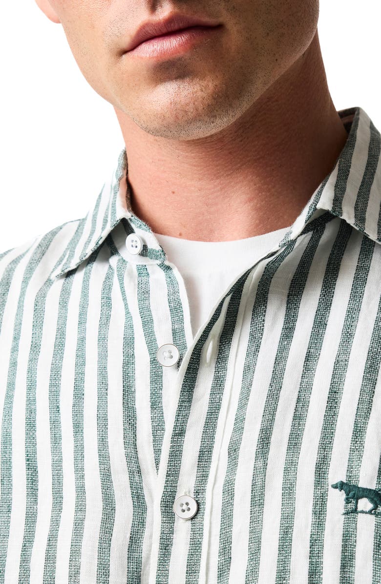 Rodd & Gunn Seadown Original Fit Stripe Linen Button-Up Shirt, Alternate, color, Forest