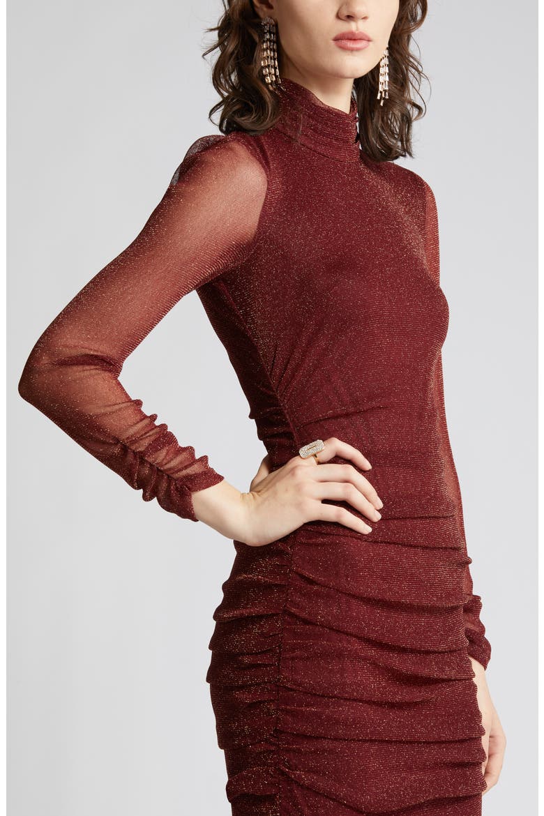 Metallic Long Sleeve Body-Con Dress, Alternate, color, WNE
