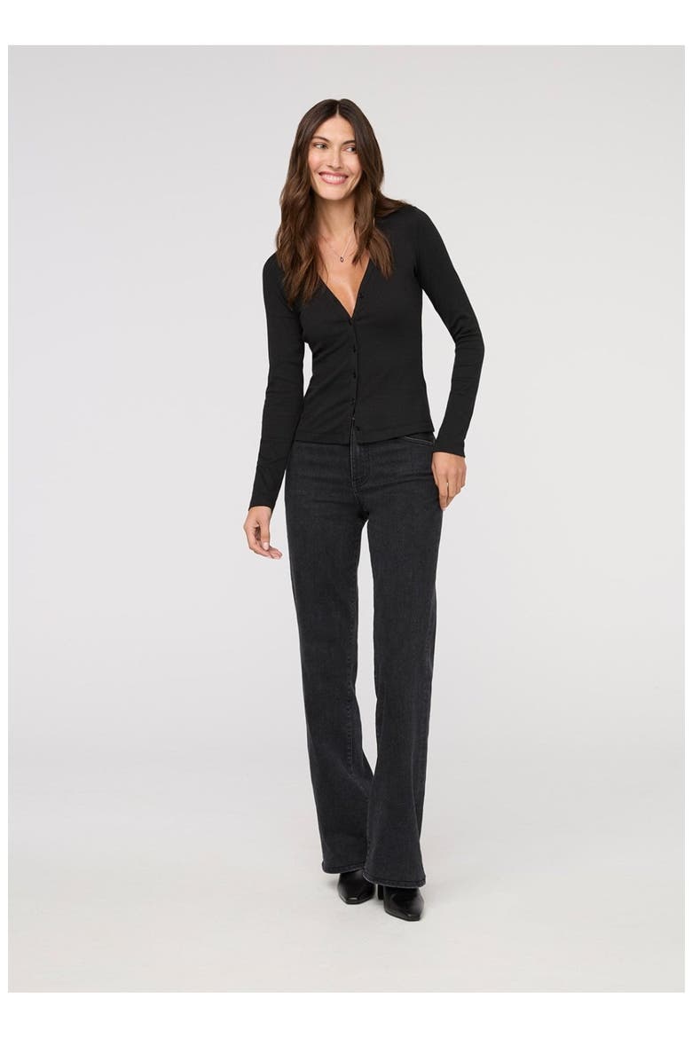 Ribbed Pima Fitted Button Down, Alternate, color, Black