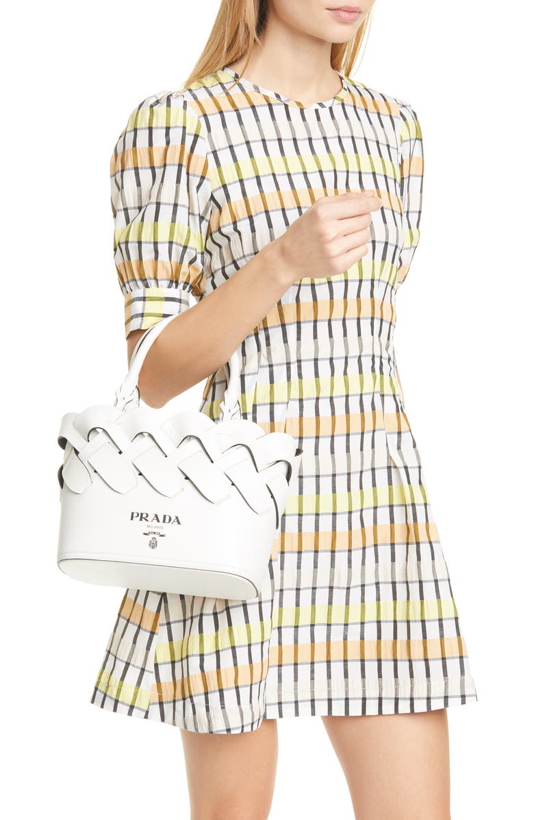 Prada Intreccio Vitello Small Bucket Bag, Alternate, color,