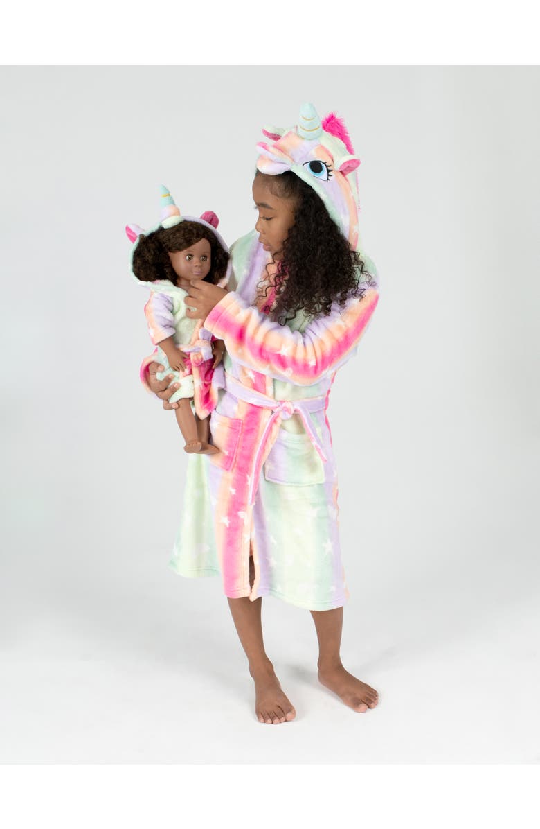 Leveret Girls Fleece Hooded Robe with Matching Doll Robe, Main, color, Stars