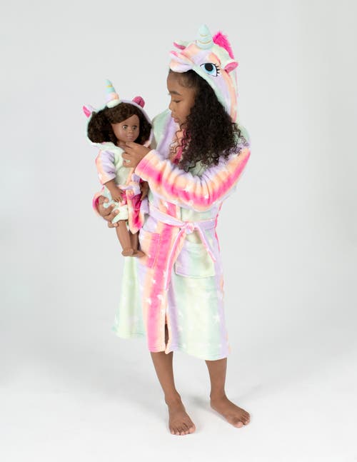 Leveret Girls Fleece Hooded Robe With Matching Doll Robe In White