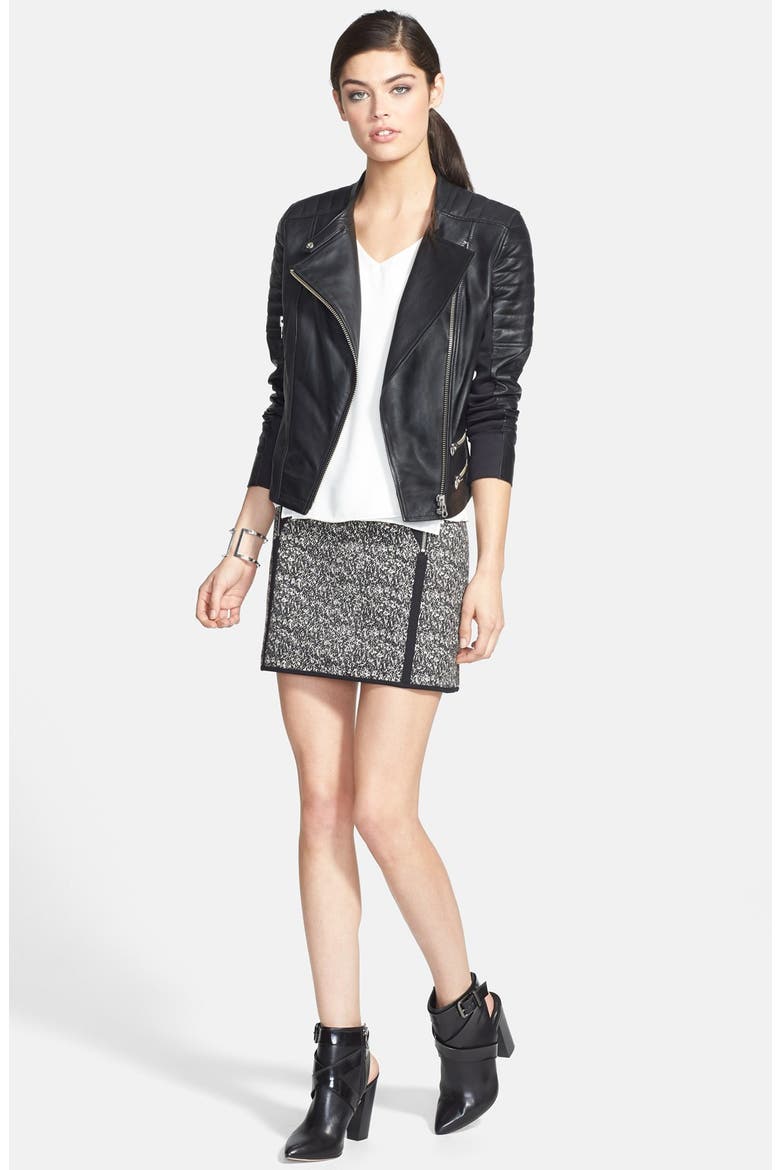 Leather Moto Jacket, Alternate, color, BLACK