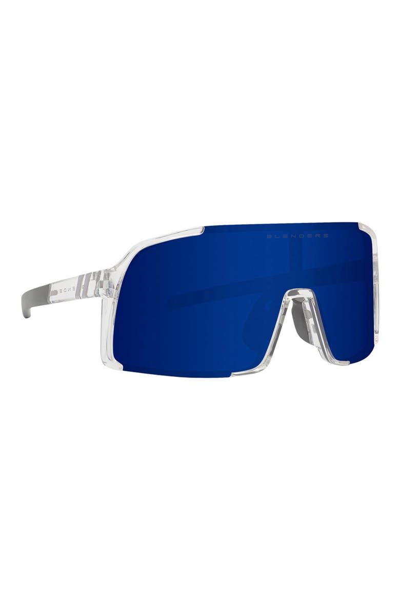 Exposé 132mm Polarized Semi Rimless Shield Sunglasses, Alternate, color, WAVE DOVER