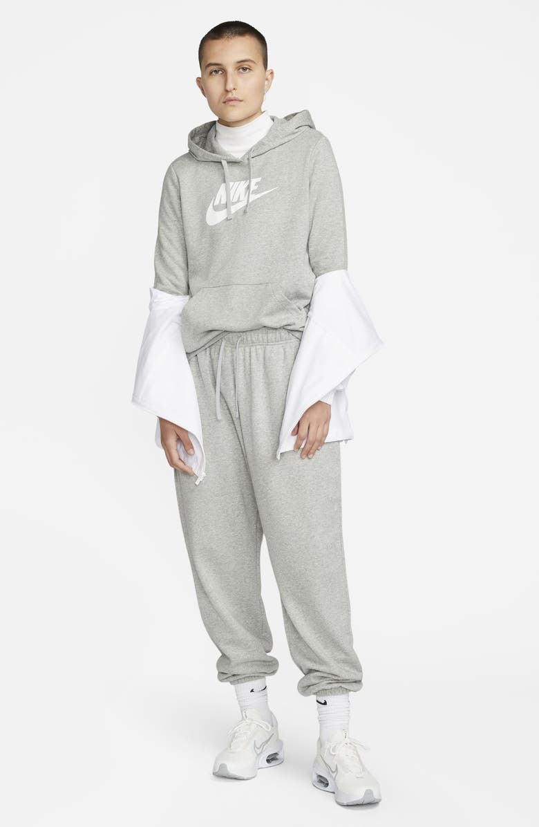 Nike Sportswear Club Fleece Hoodie, Alternate, color, Dark Grey Heather/ White