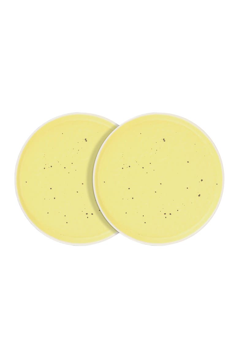 Elena Stoneware 4-Piece Dinner Plate Set, Main, color, Yellow
