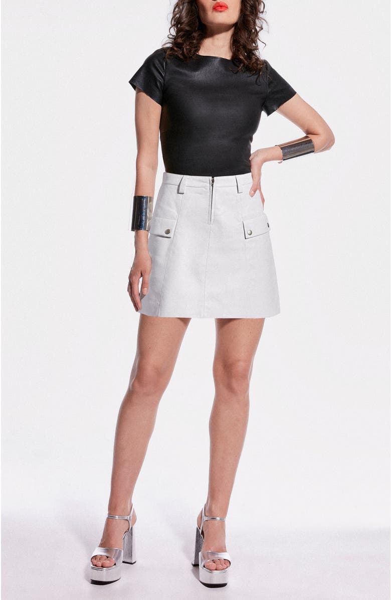 AS by DF Brando Stretch Leather Tee, Alternate, color, Black