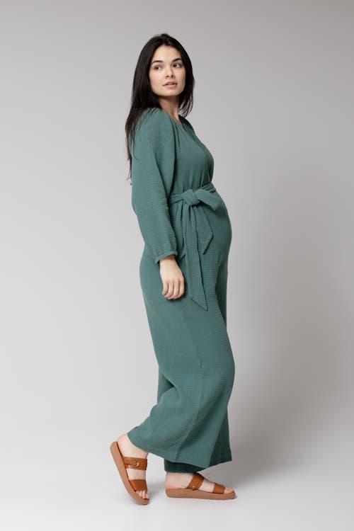 Nom Maternity Alma Nursing Jumpsuit In Green