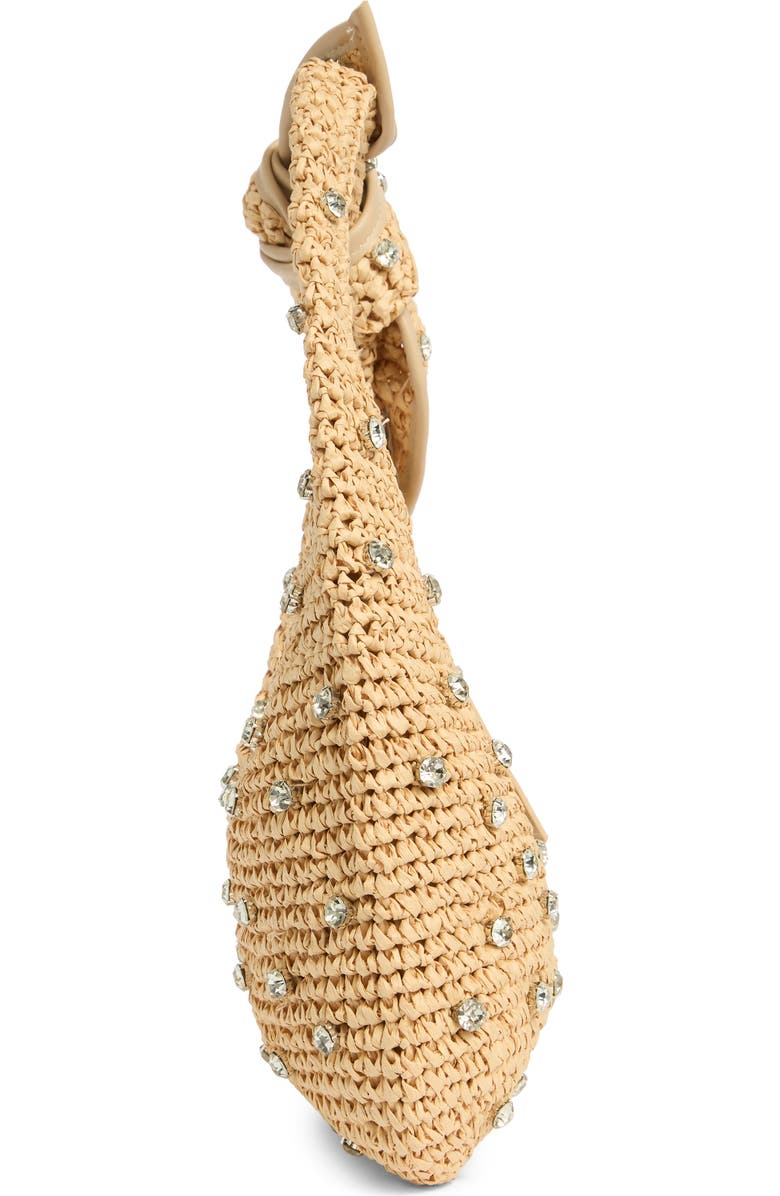 URBAN EXPRESSIONS HANDBAGS Jessa Crystal Embellished Raffia Shoulder Bag, Alternate, color, Natural