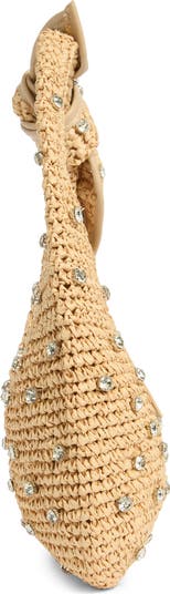 Jessa Crystal Embellished Raffia Shoulder Bag