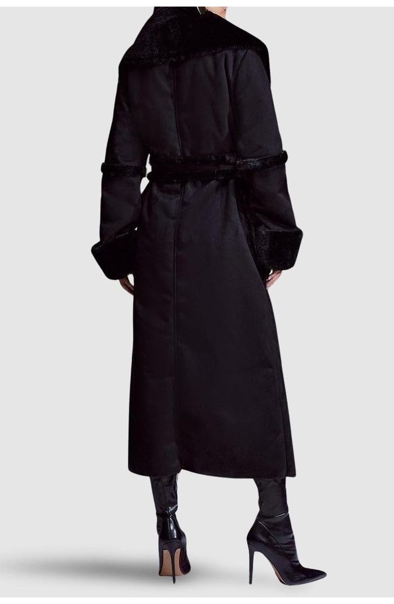 Karen Millen Faux Shearling Belted Maxi Coat, Alternate, color,