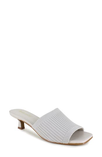 Splendid Hadley Kitten Heel Slide Sandal In White Sand Knit