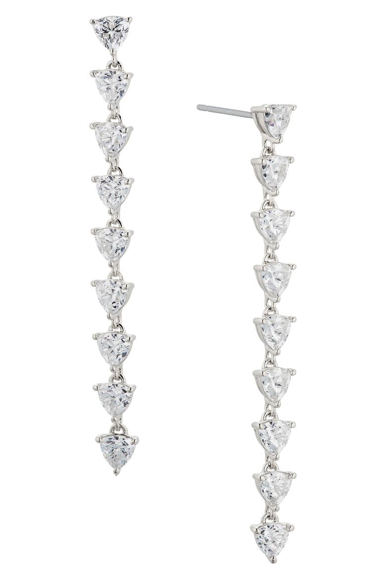 Gwen Cubic Zirconia Linear Drop Earrings, Main, color, RHODIUM