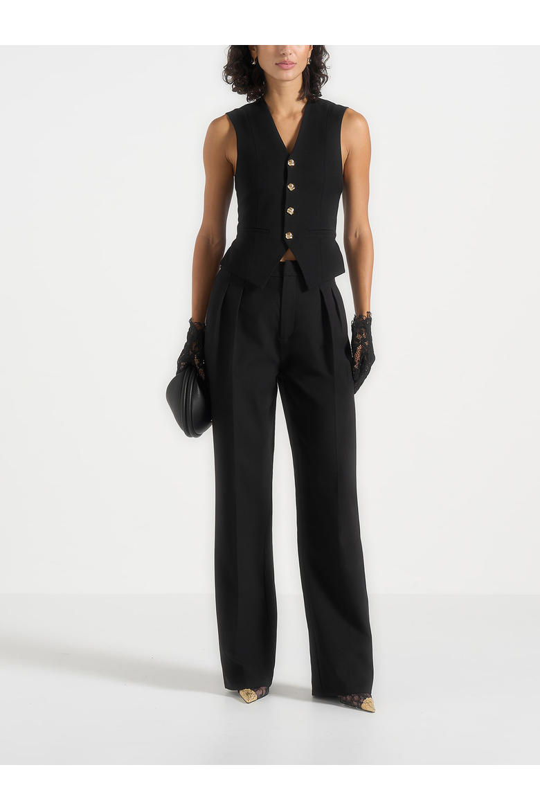 Christine Tailored Cinched Waistcoat, Alternate, color, Black