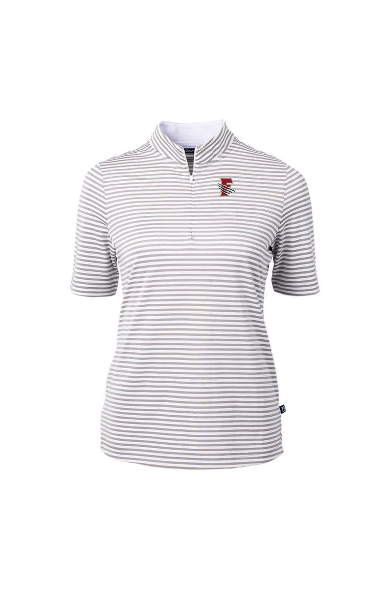 Cutter & Buck Women's Cutter & Buck Gray Fresno Grizzlies Virtue DryTec Eco Pique Stripe Recycled Top, Alternate, color, 