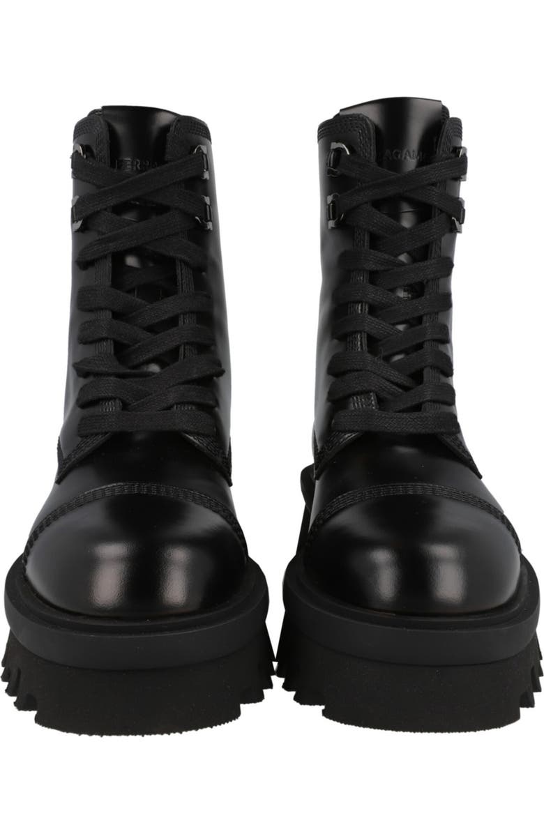 FERRAGAMO Kira Leather Lug Boot, Alternate, color, Black