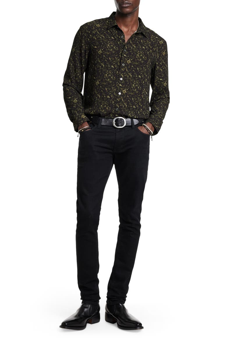 Tara Abstract Print Stretch Button-Up Shirt, Alternate, color, LICHEN GREEN