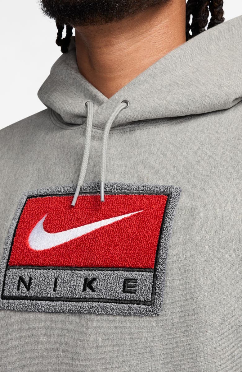 Nike Solo Swoosh Fleece Hoodie, Alternate, color, Dark Grey Heather/ White