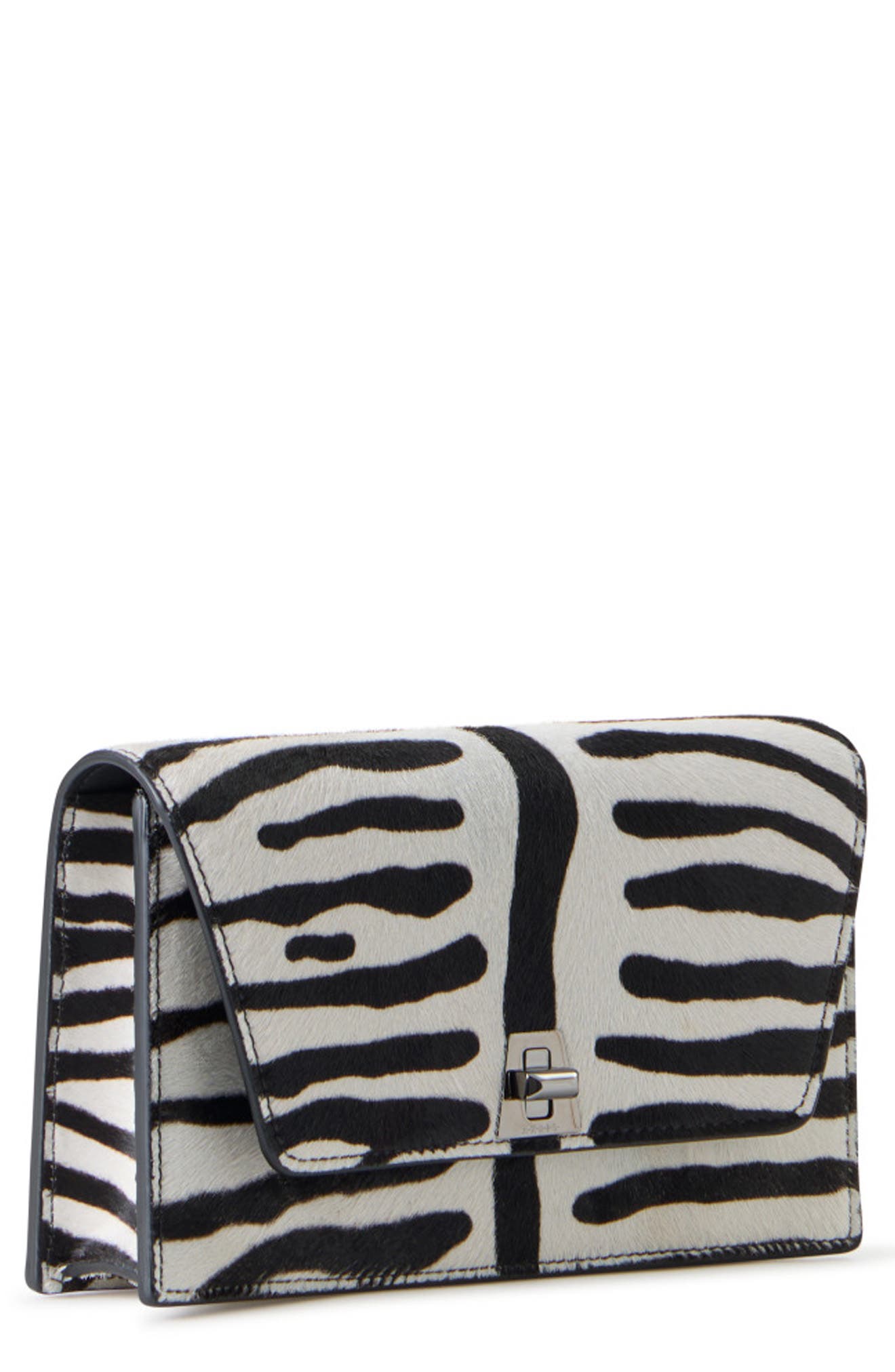 Akris Anouk Genuine Calf Hair Envelope Clutch, Main, color, Zebra Stripes Small