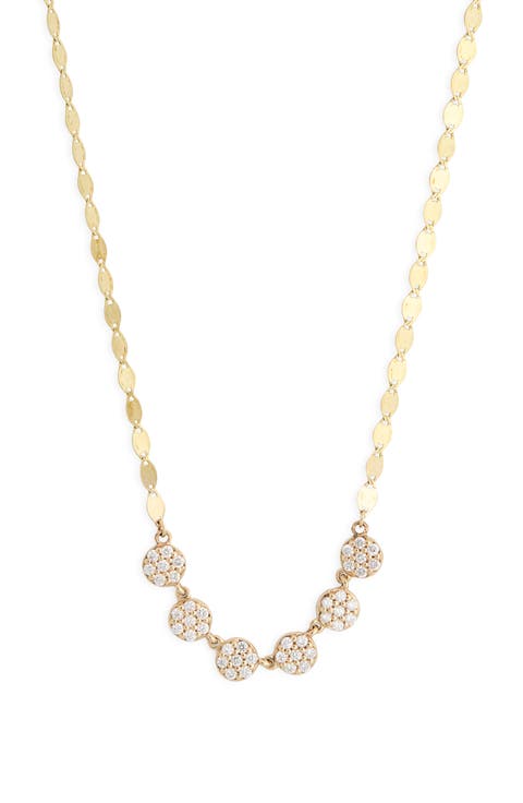 14K Yellow Gold Pavé Diamond Disc Frontal Necklace
