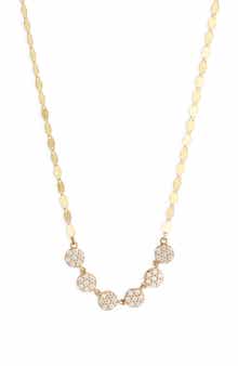 LANA 14K Yellow Gold Pavé Diamond Disc Frontal Necklace