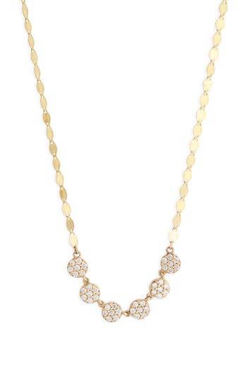 Lana 14k Yellow Gold Pavé Diamond Disc Frontal Necklace In Gold