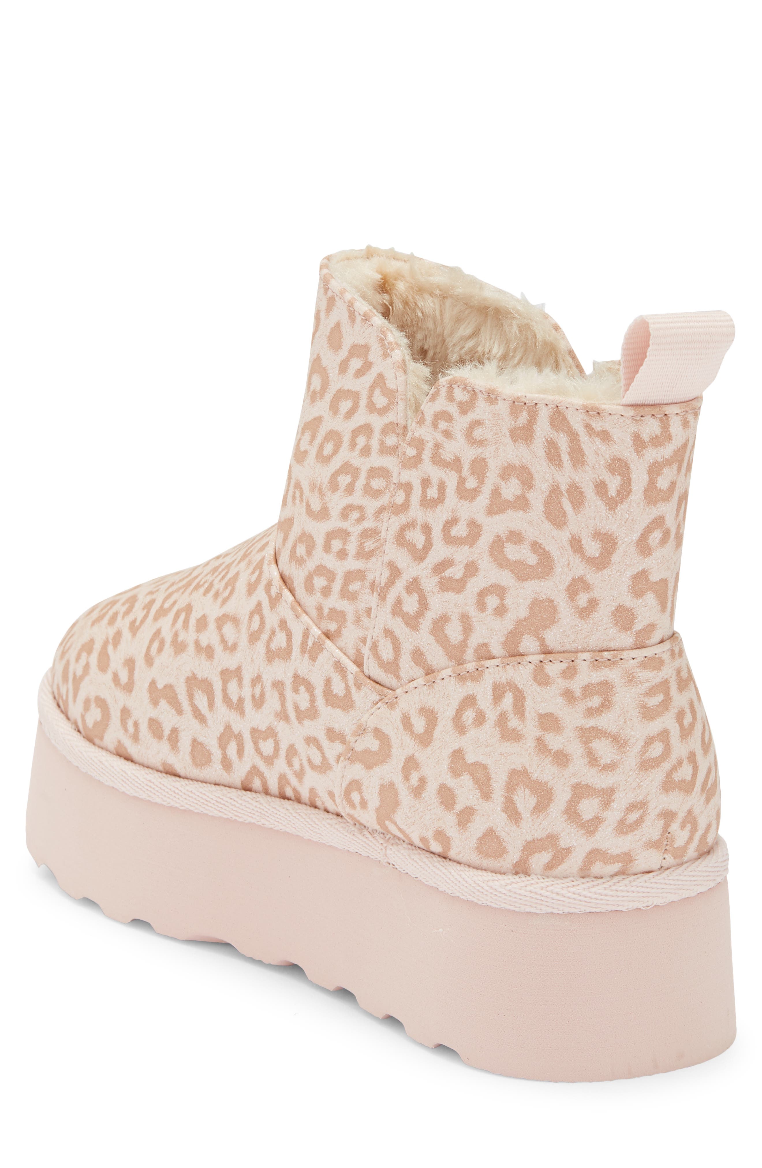 Kid's Ezra Faux Fur Lined Platform Bootie, Alternate, color, LEOPARD METALLIC