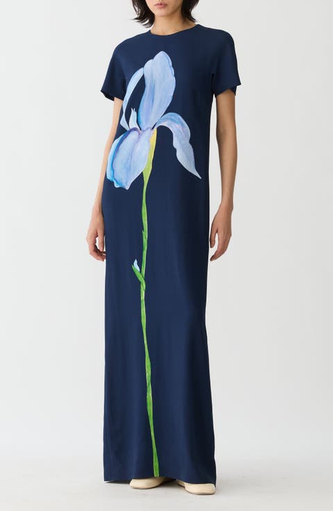 Iris Print Cady Gown