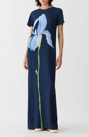 Lafayette 148 New York Iris Print Cady Gown