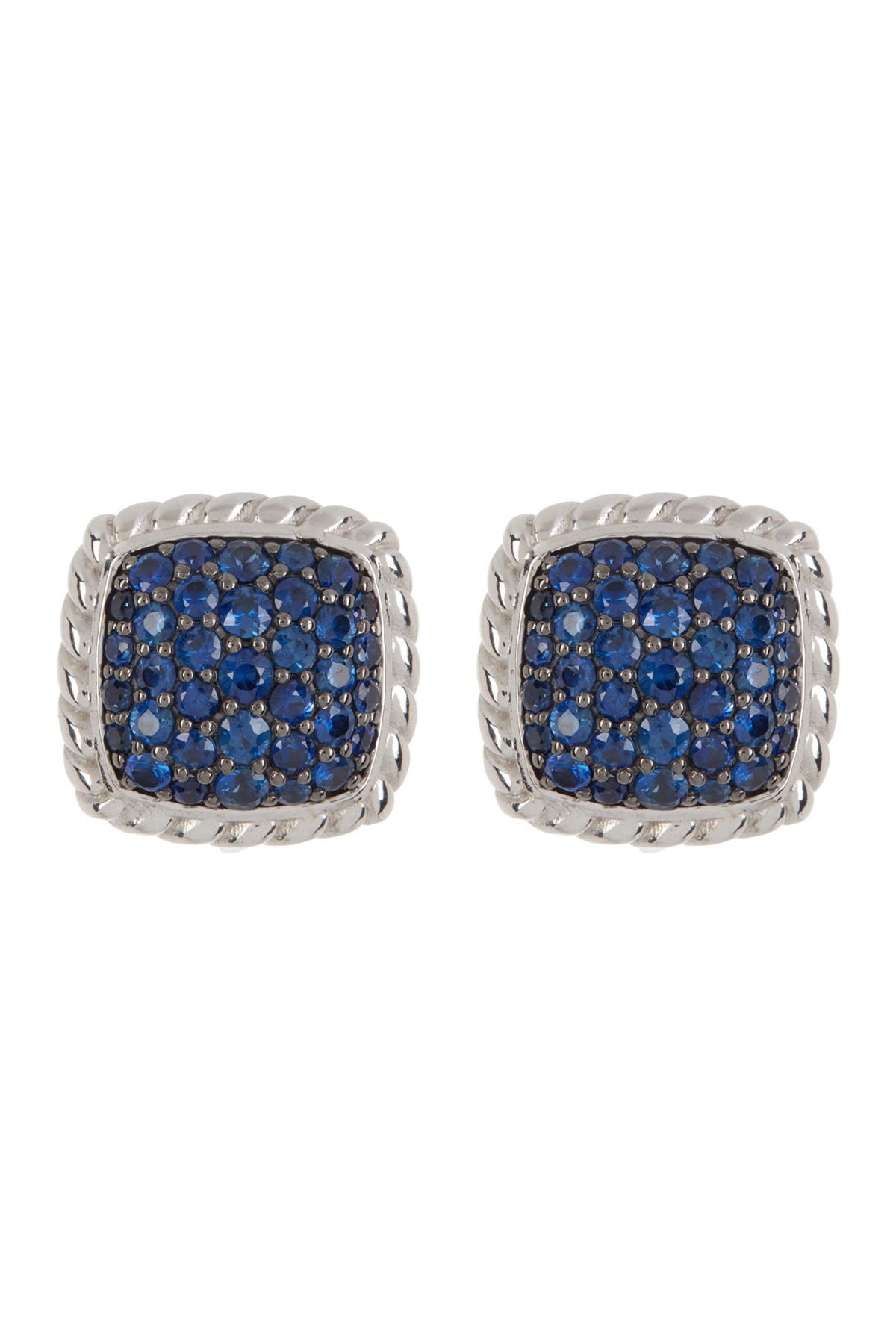 EFFY Sterling Silver Pave Sapphire Square Stud Earrings (Women ...