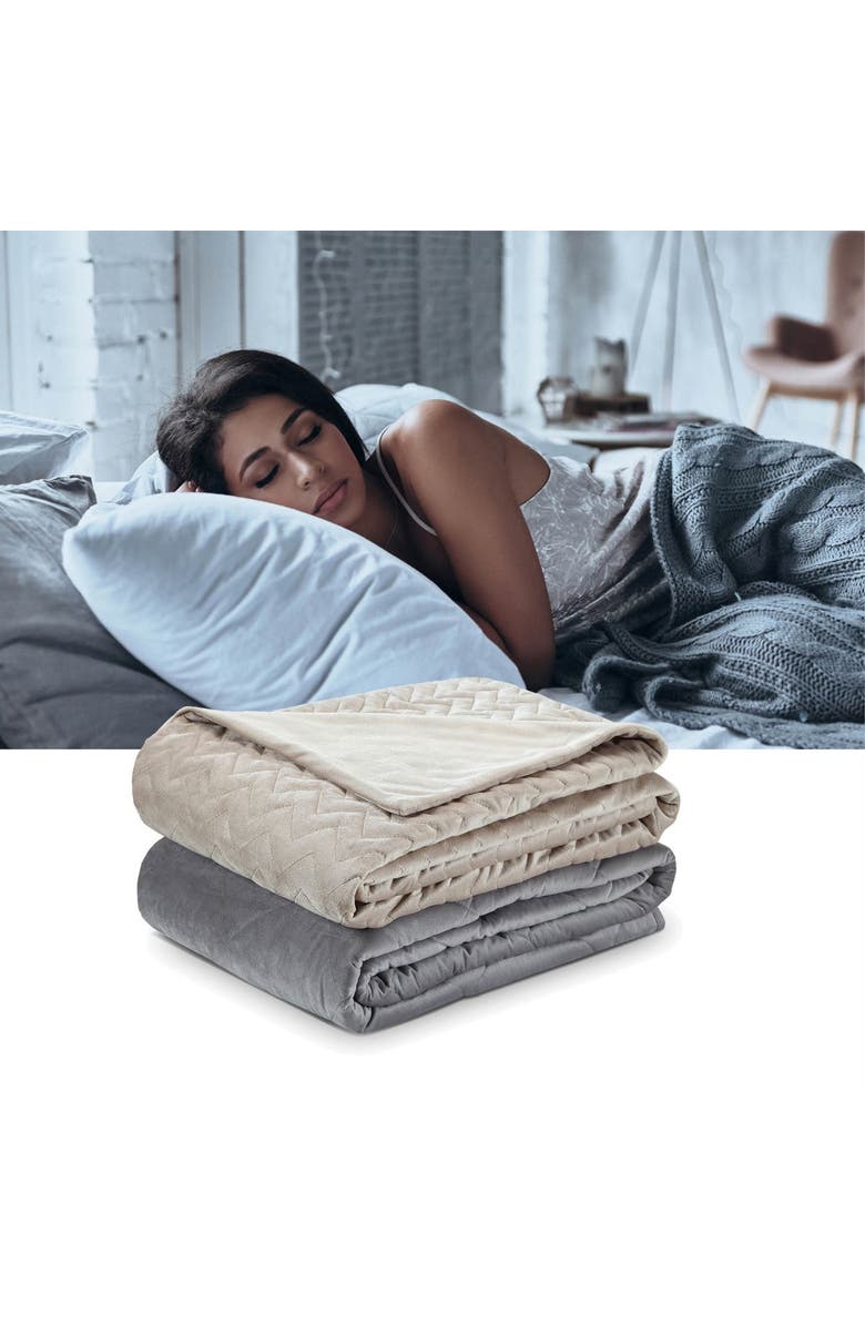 INSPIRED HOME Cozy Tyme Eshe Weighted Blanket 25lbs 72" x 80" - Taupe, Alternate, color,