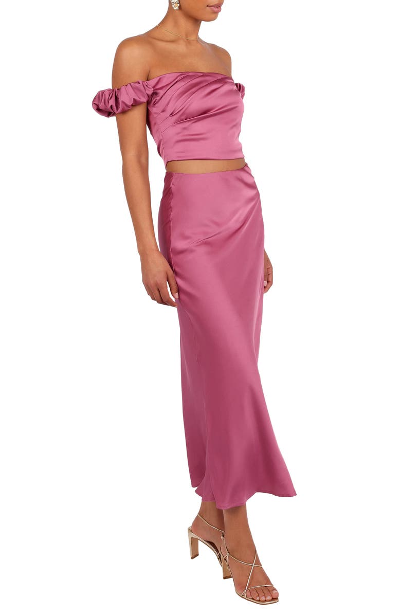 Petal & Pup Arabella Satin Crop Top & Matching Skirt Set, Alternate, color, 