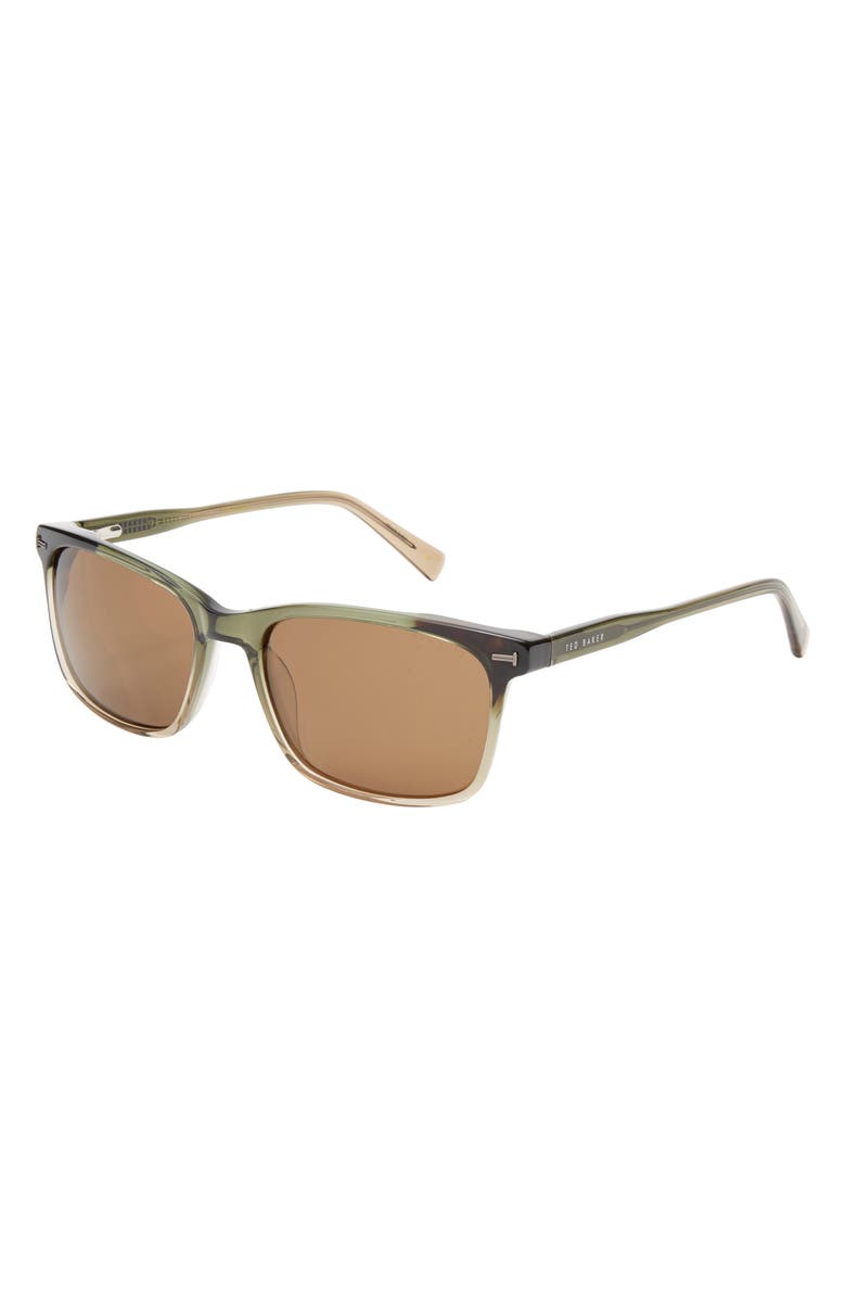 Ted Baker 56mm Polarized Rectangular Sunglasses, Alternate, color, Olive