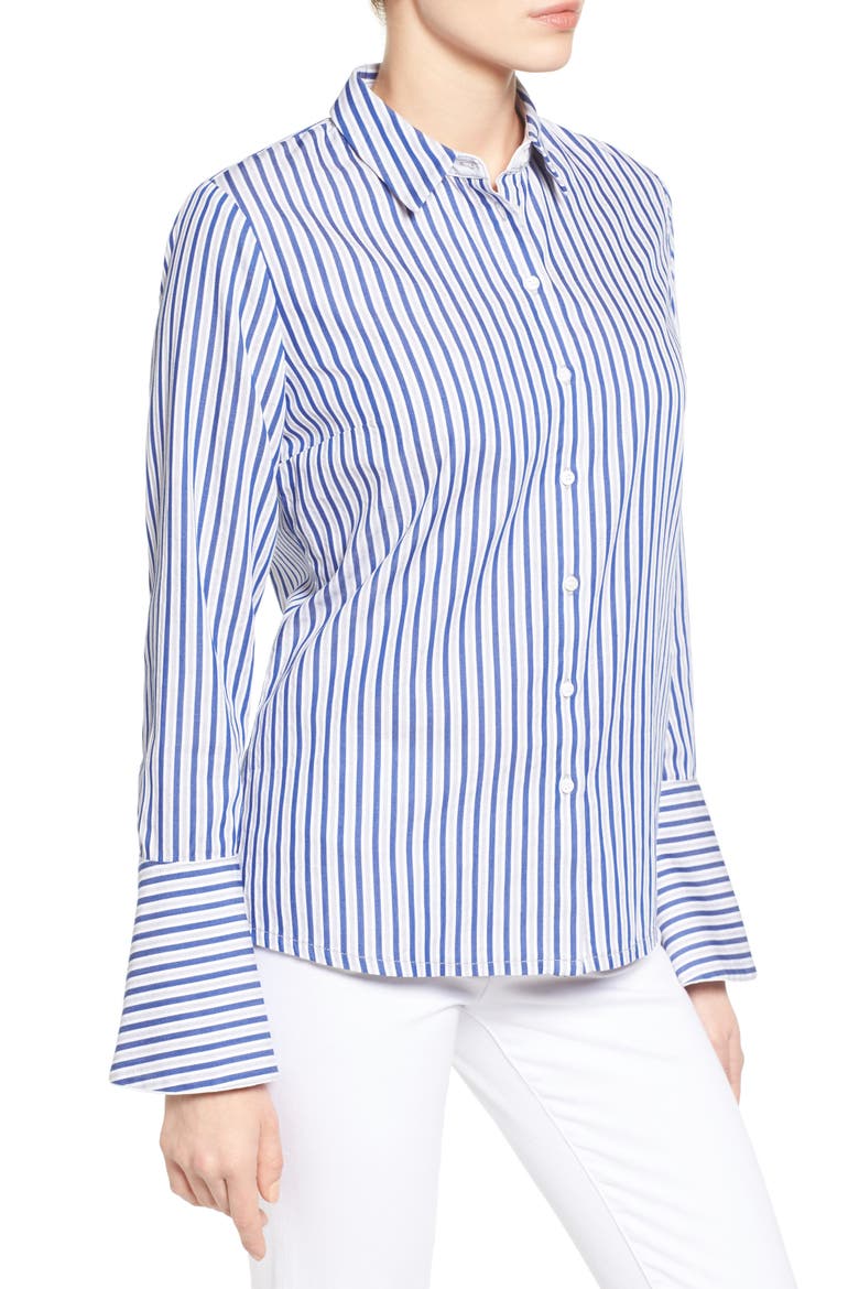 Luz Stripe Bell Cuff Shirt, Alternate, color, BLUE/ WHITE