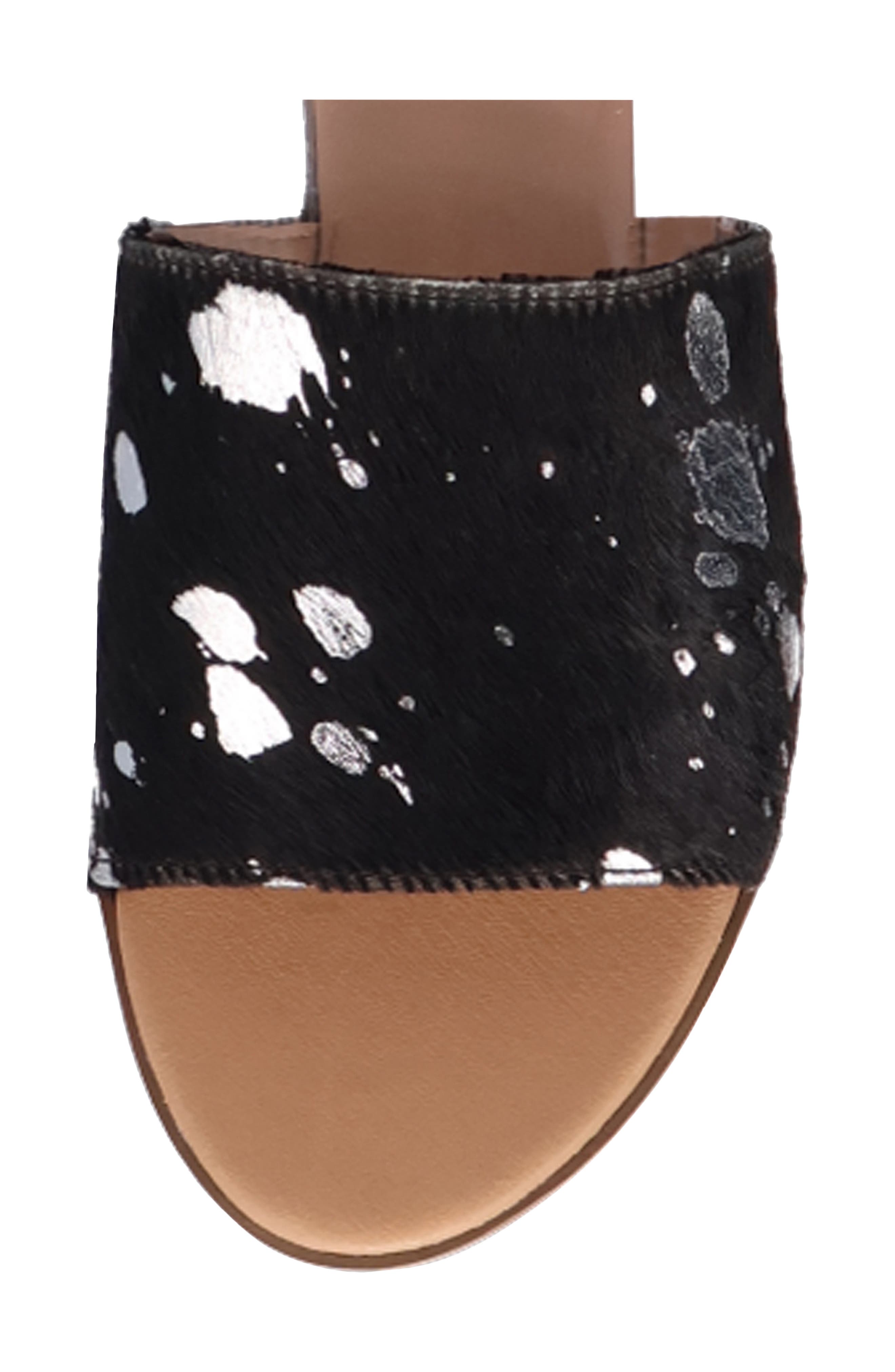 Dingo Moo Moo Genuine Calf Hair Slide Sandal, Alternate, color, Black