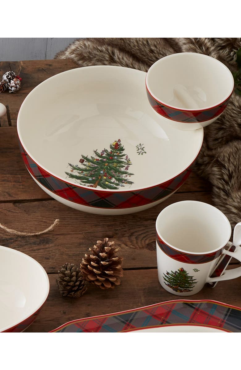 Spode Tartan 2-Tier Chip & Dip Server, Alternate, color, 