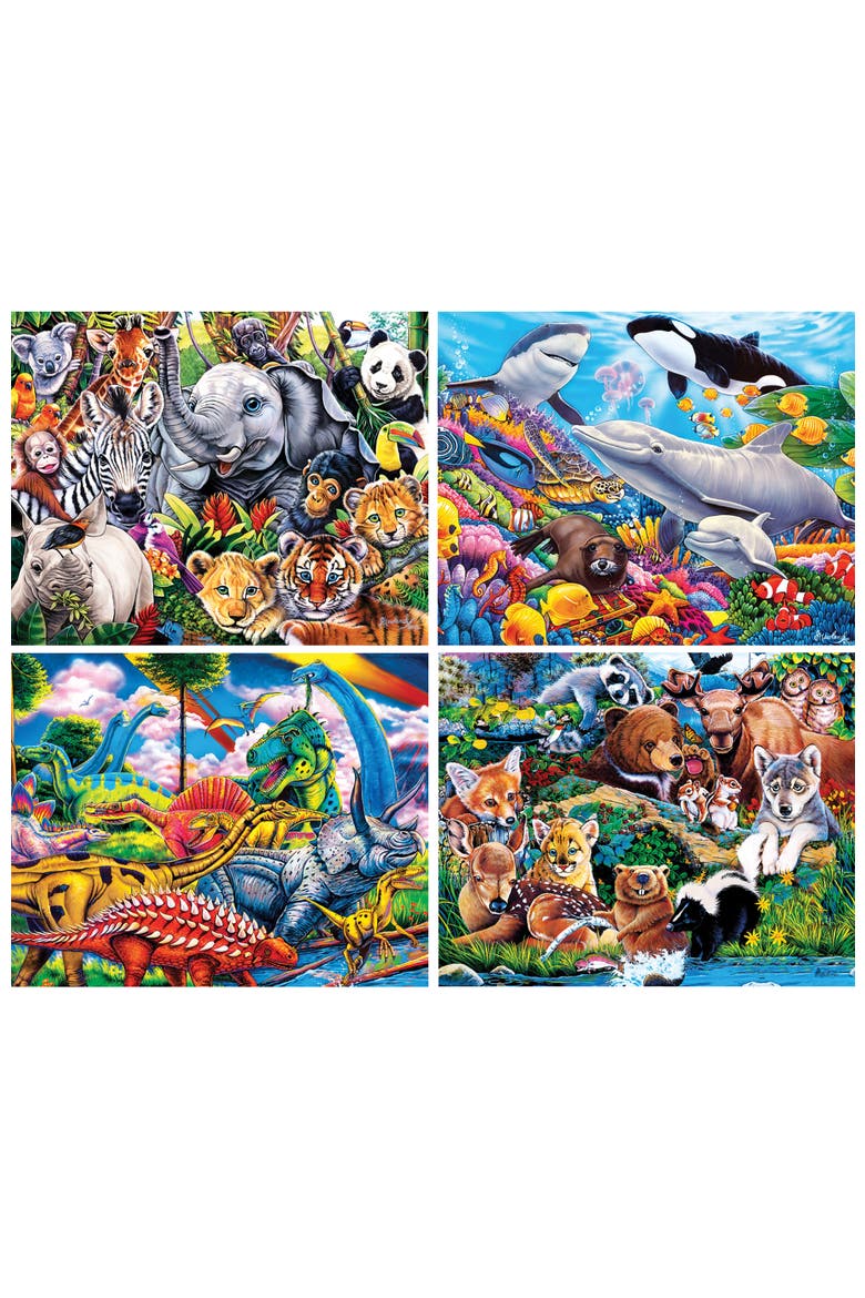 World of Animals 100pc Puzzles 4-Pack V1, Alternate, color, Multicolor