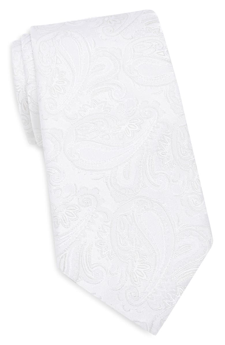 Bonobos Tonal Paisley Silk Tie, Main, color, White