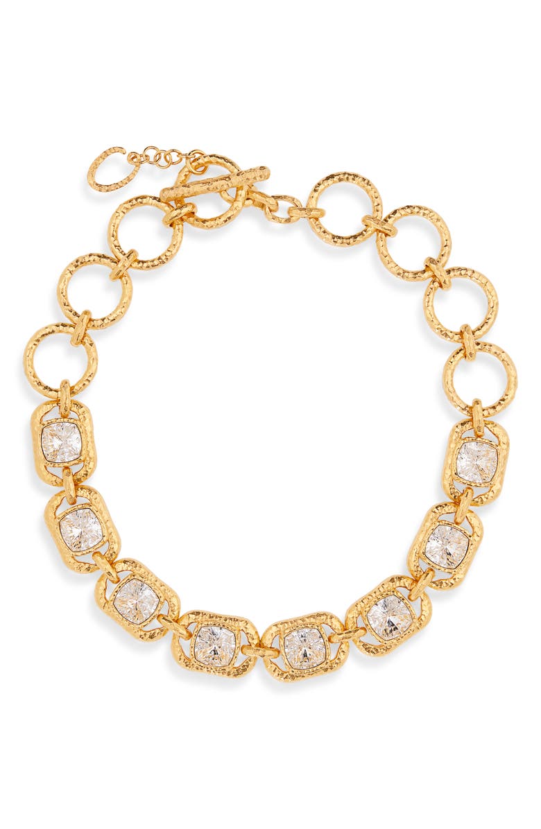 Oscar de la Renta Rectangle Crysal Chain Necklace, Main, color, Crystal