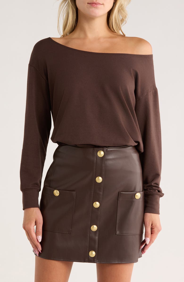 L'AGENCE Kimora Off the Shoulder Top, Main, color, Hot Fudge